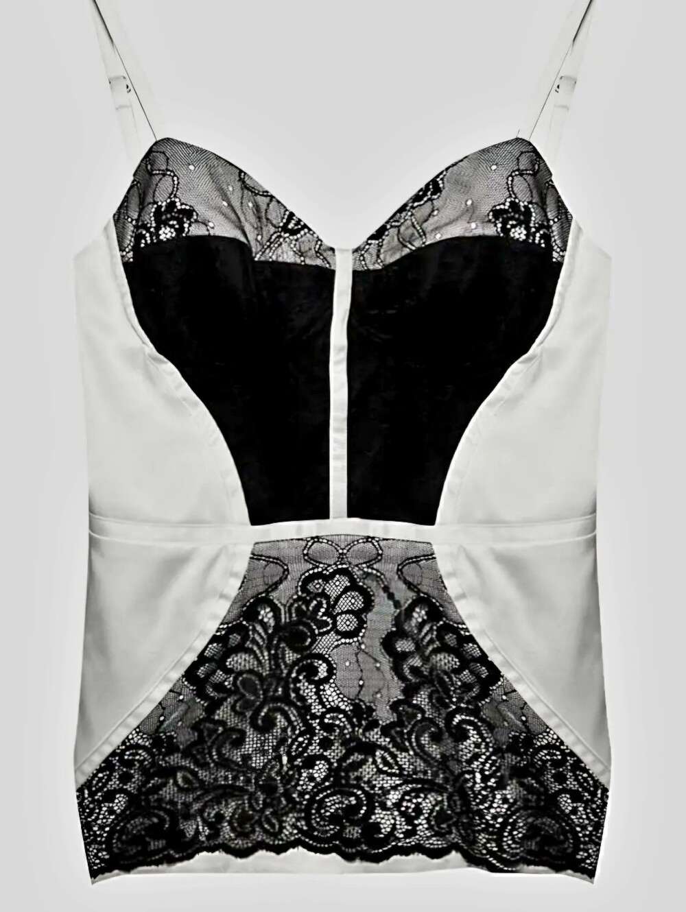 Just Cavalli Satin Lace Trimmed Black & White Camisole Top Italy 42
